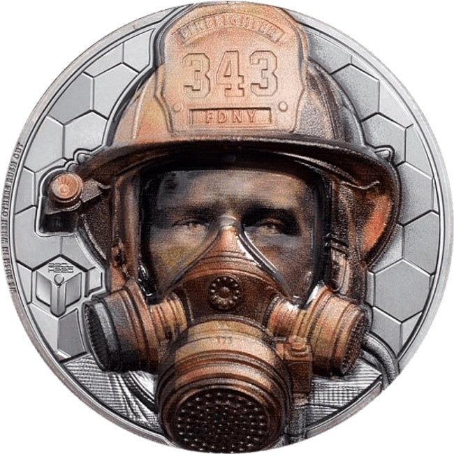 2021 Cook Islands Real Heroes Firefighter 3 oz Silver Antique Coin | ZM | Zion Metals