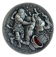 Load image into Gallery viewer, 2021 Niue 2 oz Antique Silver Demigods Heracles Ultra High Relief - Zion Metals
