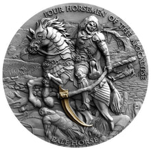 Load image into Gallery viewer, 2021 Niue PALE HORSE – FOUR HORSEMEN OF THE APOCALYPSE 2 oz Silver Antique Coin | ZM | Zion Metals
