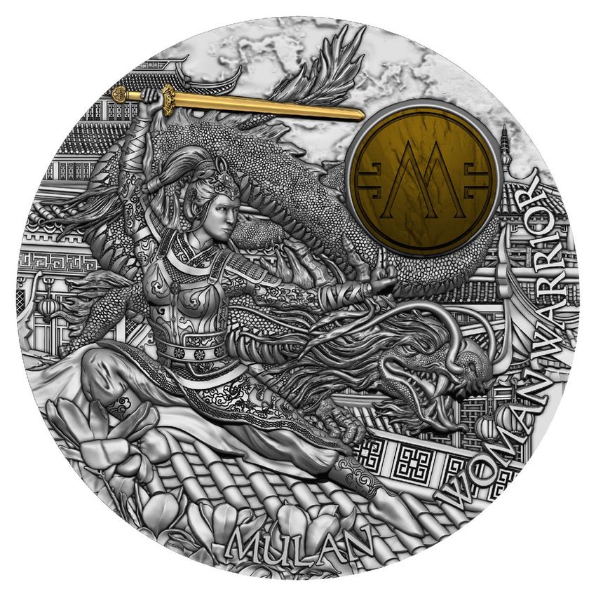 2021 Niue Woman Warrior Mulan 2oz Antique Finish Silver Coin | ZM | Zion Metals