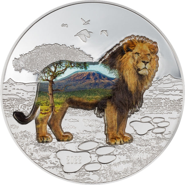 2022 Mongolia 2 oz Into The Wild Lion Silver Coin | Zion Metals