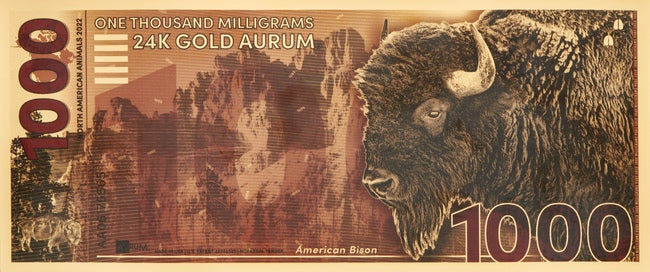 2022 1000mg 999 Fine Gold North American Bison Aurum 24K 1 Gram Note - Zion Metals