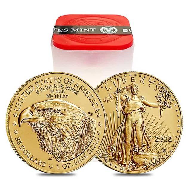 2022 – 1 oz Gold American Eagle – Sealed Tube of 20 Coins (BU) - Zion Metals