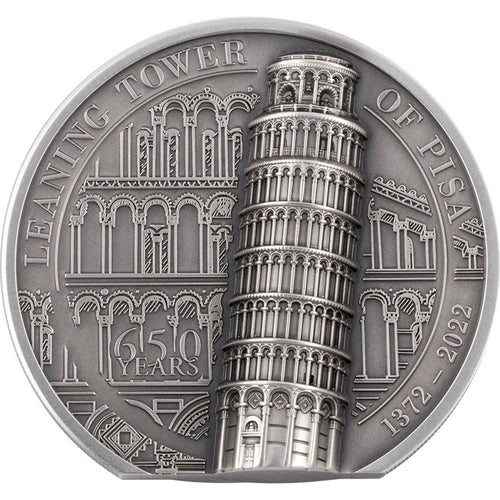 2022 Cook Islands Leaning Tower of Pisa Ultra High Relief Silver Antique Coin - Zion Metals