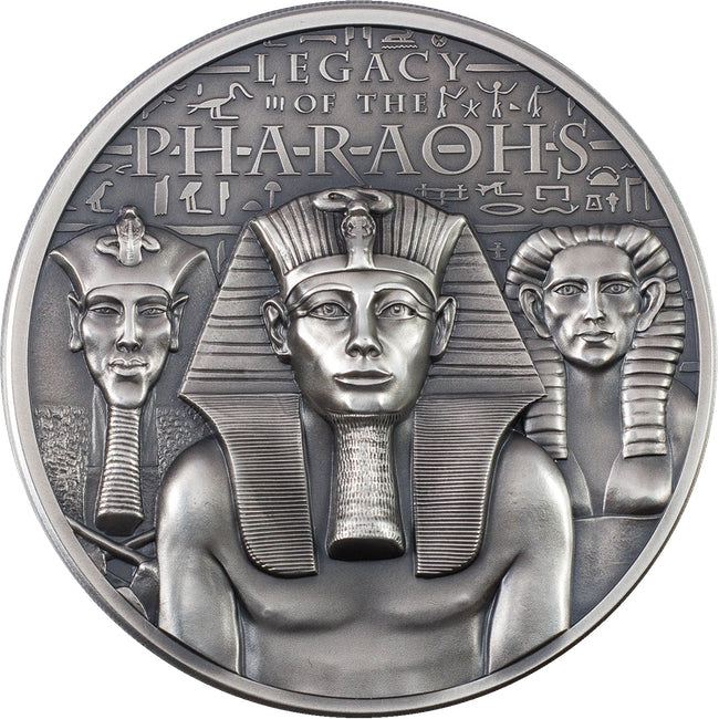 2022 Cook Islands LEGACY OF THE PHARAOHS Antique 3 Oz Silver Coin - Zion Metals