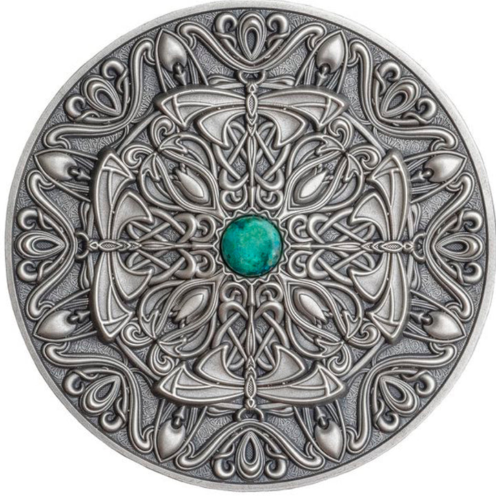 2022 Fiji 3 oz Antique Finish Silver Mandala Art Nouveau - Zion Metals