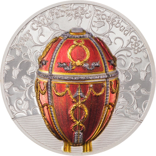 2022 Mongolia Rosebud Fabergé Egg 2 oz Silver Proof Coin - Zion Metals