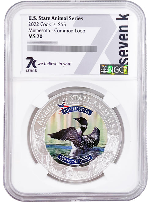 2022 COOK ISLANDS MINNESOTA COMMON LOON NGC MS70 AMERICAN STATE ANIMALS 1 OZ SILVER COIN - Zion Metals