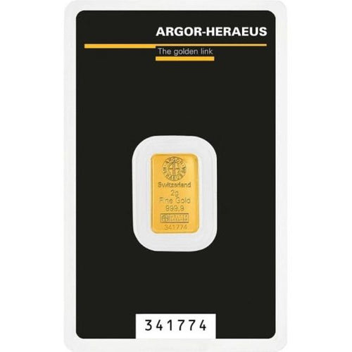 2 gram Argor-Heraeus Kinebar Gold Bar-ZM