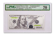 Load image into Gallery viewer, $100 Replica Benjamin Franklin Design PMG 70 5 gram Silver Note .999 - ZM - Zion Metals
