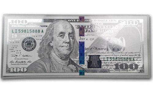 $100 Replica Benjamin Franklin Design 5 gram Silver Note .999 - ZM