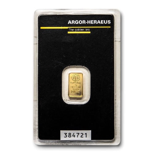1 gram Argor-Heraeus Kinebar Gold Bar-ZM