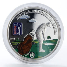Load image into Gallery viewer, 2014 Cook Islands PGA Tour Golf Bag Proof Silver Coin | ZM | Zion Metals
