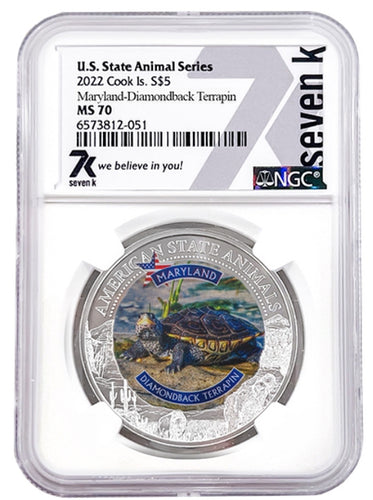 2022 COOK ISLANDS MARYLAND DIAMONDBACK TERRAPIN NGC MS70 AMERICAN STATE ANIMALS 1 OZ SILVER COIN - Zion Metals