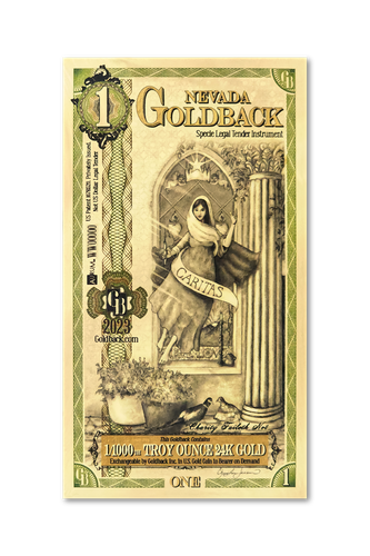1 Nevada Goldback - Aurum Gold Note (24k)- Zion Metals