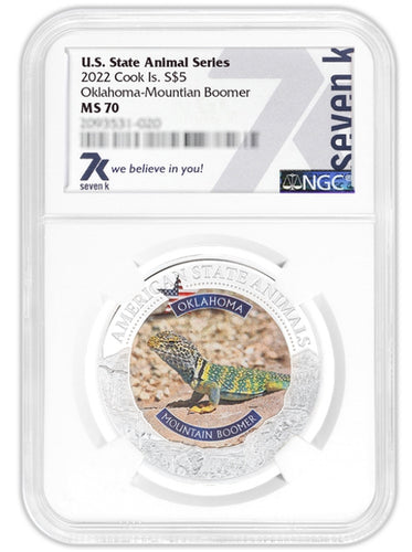 2022 COOK ISLANDS OKLAHOMA MOUNTAIN BOOMER NGC MS70 AMERICAN STATE ANIMALS 1 OZ SILVER COIN - Zion Metals