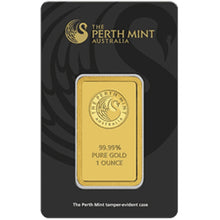Load image into Gallery viewer, 1 oz Gold Bar Perth Mint Australia - Zion Metals
