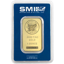 Load image into Gallery viewer, 1 oz Sunshine Gold Bar (Assay / MintMark)- Zion Metals
