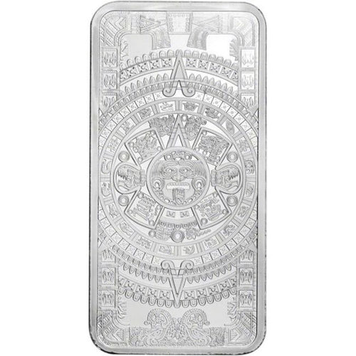 Aztec Calendar - 10 oz Silver Bar-ZM
