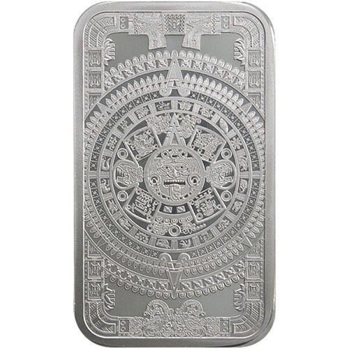 Aztec Calendar - 5 oz Silver Bar-ZM