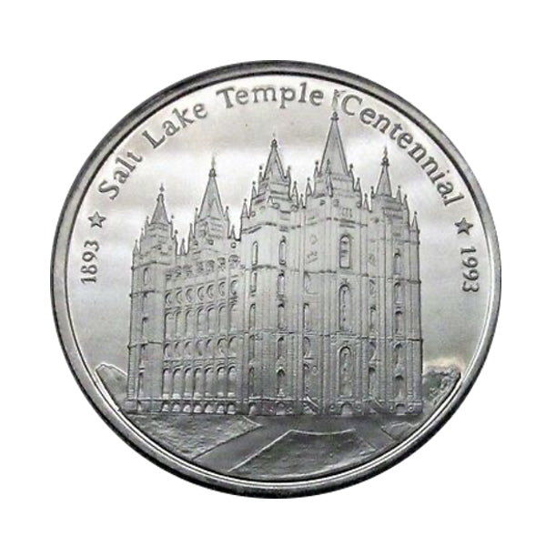 Utah LDS Salt Lake City Temple Centennial 1893-1993 1 oz Silver Coin - Zion Metals